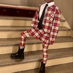 H&M Red and White Plaid Kids Leggings
